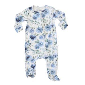 Caden Lane BAILEY'S BLUE FLORAL ZIPPER FOOTIE